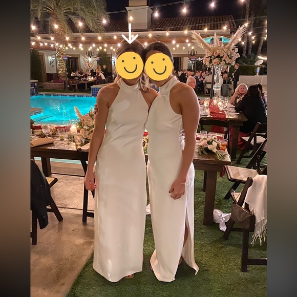 Belle Badgely Mischka - Reese Halter Neck Sleeveless Crepe Side Slit Gown - Picture 2 of 7